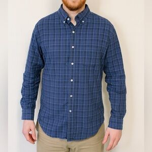 J.CREW Men’s 100% Cotton Slim Fit Blue Plaid Button Down, XL